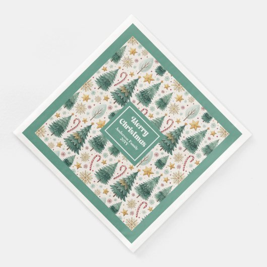 Chic Christmas Trees Earthy Holiday Paper Napkins Serviette (Ecke)