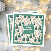 Chic Christmas Trees Earthy Holiday Paper Napkins Serviette