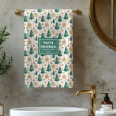 Chic Christmas trees red green festive bath towel Badhandtuch Set