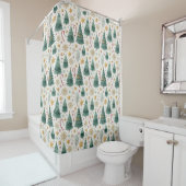 Chic Christmas Trees Watercolor Holiday Curtain Duschvorhang (Beispiel)