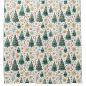 Chic Christmas Trees Watercolor Holiday Curtain Duschvorhang (Vorderseite)