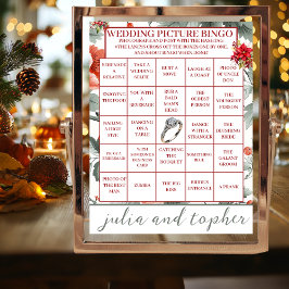 Chic Christmas Wedding Pic Bingo Tabletop Zeichen Tischnummer