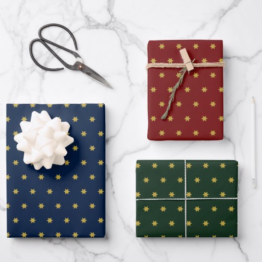 Chic Christmas Wrapping Paper Flat Sheet Set 3 Geschenkpapier Set (Vorderseite)
