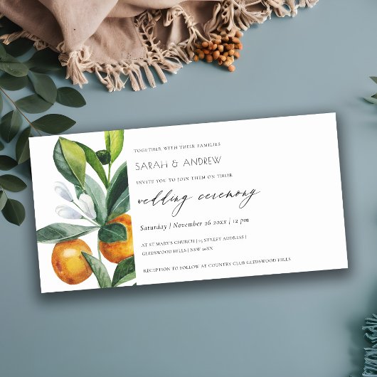 Chic Citrus Orange Botanical Boho Wedding Einladun Dankeskarte