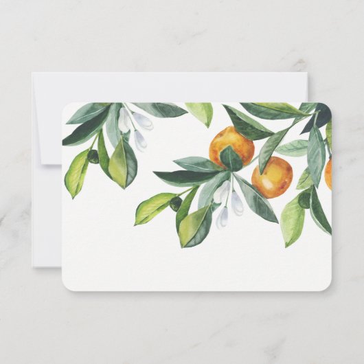 Chic Citrus Orange Botanical Boho Wedding Einladung (Rückseite)