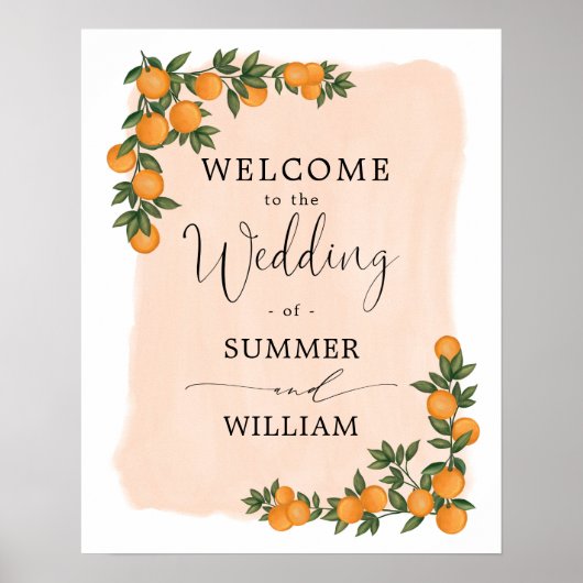 Chic Citrus Orange Greenerenerity Wedding Bridal W Poster (Vorne)