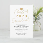 Chic Class of 2023 Gold Graduate Graduation Party Einladung (Stehend Vorderseite)