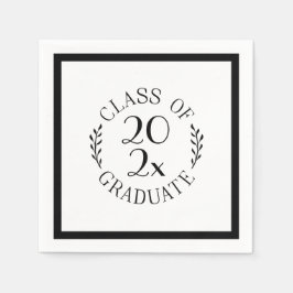 Chic Class of 2025 Graduate Black Typografy Serviette