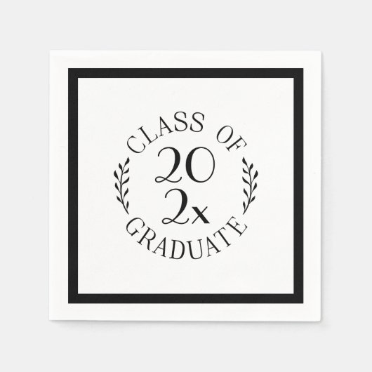 Chic Class of 2025 Graduate Black Typografy Serviette (Vorderseite)