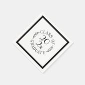 Chic Class of 2025 Graduate Black Typografy Serviette (Ecke)