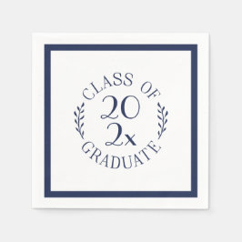 Chic Class of 2025 Graduate Navy Blue Typografy Serviette