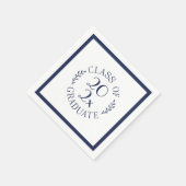 Chic Class of 2025 Graduate Navy Blue Typografy Serviette (Ecke)
