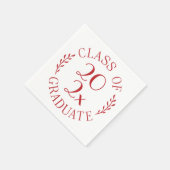 Chic Class of 2025 Graduate Red White Typografy Serviette (Ecke)