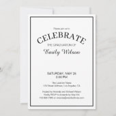 Chic Class of Schwarz-weiß Emblem Graduation Party Einladung (Rückseite)