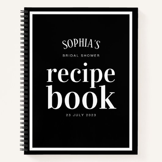 Chic Classic Black and White Brautparty Rezept Notizblock (Vorderseite)