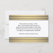 Chic Classic Black & Gold Streifen Elegantes Skrip Dankeskarte (Rückseite)