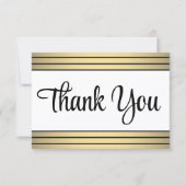 Chic Classic Black & Gold Streifen Elegantes Skrip Dankeskarte (Vorderseite)