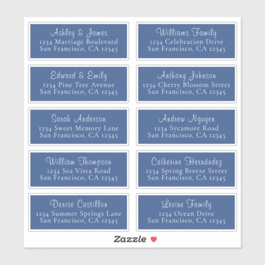 Chic Classic Blue Wedding Guest Address Labels (Blatt)