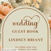 Chic Classic Boho Rusty Beige Olive Floral Wedding Gästebuch