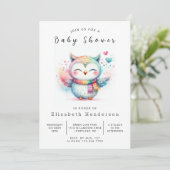 Chic Classic Owl Baby Dusche Einladung (Stehend Vorderseite)
