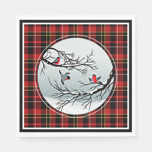Chic Classic Red Black Yellow White Tartan Muster Serviette (Vorderseite)