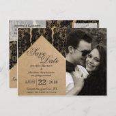 Chic & Classy Black Lace, Gold & Gerecycelt Paper Ankündigungspostkarte (Vorne/Hinten)