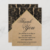 Chic & Classy Black Lace, Gold & Gerecycelt Paper Dankeskarte (Vorne/Hinten)