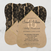 Chic & Classy Black Lace, Gold & Gerecycelt Paper Einladung (Vorne/Hinten)