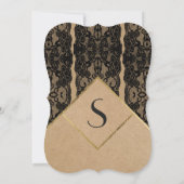 Chic & Classy Black Lace, Gold & Gerecycelt Paper Einladung (Rückseite)