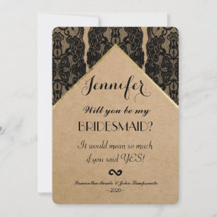 Chic & Classy Black Lace, Gold & Gerecycelt Paper Einladung