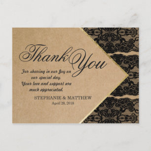 Chic & Classy Black Lace, Gold & Gerecycelt Paper Postkarte