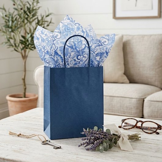 Chic Classy Blue Paisley Floral Art Tissue Paper Seidenpapier