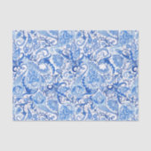 Chic Classy Blue Paisley Floral Art Tissue Paper Seidenpapier (Vorderseite)
