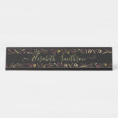 Chic Classy Elegante Berufliche Schwarze Blüte Schreibtischnamensplakette (Vorderseite )