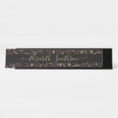 Chic Classy Elegante Berufliche Schwarze Blüte Schreibtischnamensplakette (Vorderseite )