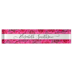 Chic Classy Elegante Custom Beruflich Floral Namensplakette