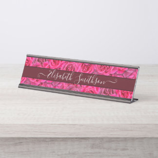 Chic Classy Elegante Custom Beruflich Floral Schreibtischnamensplakette