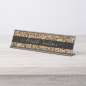 Chic Classy Elegante Custom Beruflich Floral Schreibtischnamensplakette (Vorderseite )