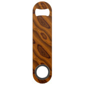 Chic Classy Warm Amber Brown Holz Grain Muster Speed Flaschenöffner (Rückseite)