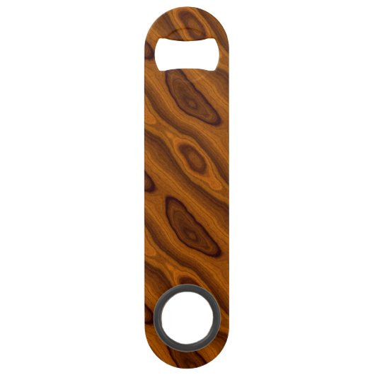 Chic Classy Warm Amber Brown Holz Grain Muster Speed Flaschenöffner (Rückseite)