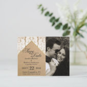 Chic & Classy White Lace, Gold & Gerecycelt Paper Ankündigungspostkarte (Stehend Vorderseite)