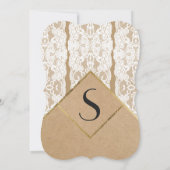 Chic & Classy White Lace, Gold & Gerecycelt Paper Einladung (Rückseite)