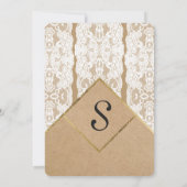 Chic & Classy White Lace, Gold & Gerecycelt Paper Einladung (Rückseite)