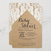 Chic & Classy White Lace, Gold & Gerecycelt Paper Einladung (Vorne/Hinten)