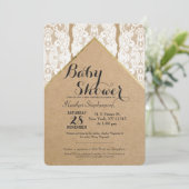 Chic & Classy White Lace, Gold & Gerecycelt Paper Einladung (Stehend Vorderseite)