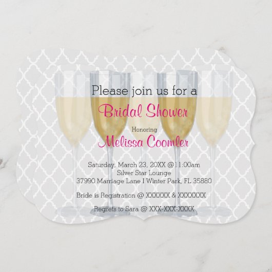 Chic Classy Wine Glass Bridal Dusche Einladung (Vorne/Hinten)