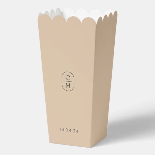 Chic Clay Monogram Popcorn Favor Box Geschenkschachtel (Rückseite)
