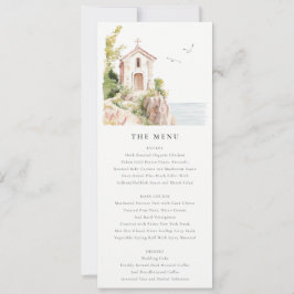 Chic Coastal Katholic Church Wedding Menu Card Einladung
