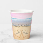 Chic Coastal Light Pink Beach Hochzeit 2 Herz Pappbecher (Rückseite)
