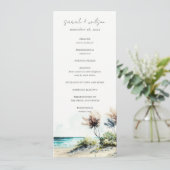 Chic Coastal Palm Beach Seascape Hochzeitsprogramm Einladung (Stehend Vorderseite)